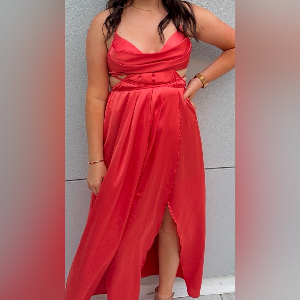 Coral Formal Dress With Cutouts, M, Lightly Worn